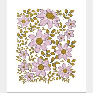 vintage flower pattern Posters and Art